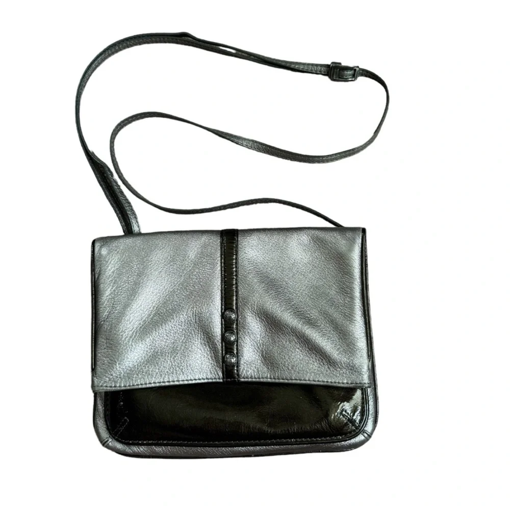 Brighton Collectible Nolita Shimmer Metallic Patent Leather Snap Front Crossbody